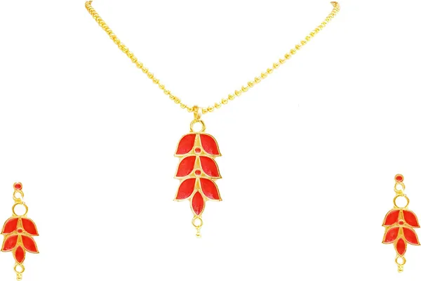 Assamese_Traditional_Gold_Plated_Red_Colour_Patti_Design_Chain_Pendant_Set_For_Women